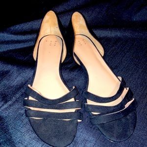 Black Open Toe Flats